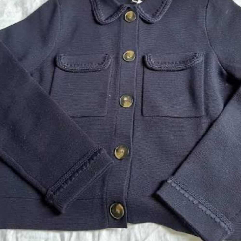 š«š¦Sezane BETTY CARDIGAN in NAVY CROCHET Women's sweater Jacket - Picture 7 of 16